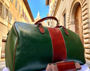 italian leather men's travel bags Large Bag tone vintage effect in natural leather make it an ideal accessory for students and professionals alike Italian Leather Travel Bags for