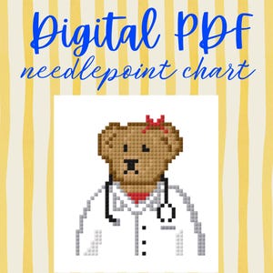 Lienzo de bordado del Doctor Oso PDF - Bata blanca con lazo