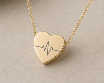 Herzschlag-Halskette, EKG-Herzanhänger, Edelstahl, anlaufgeschützt, Symbolischer Schmuck