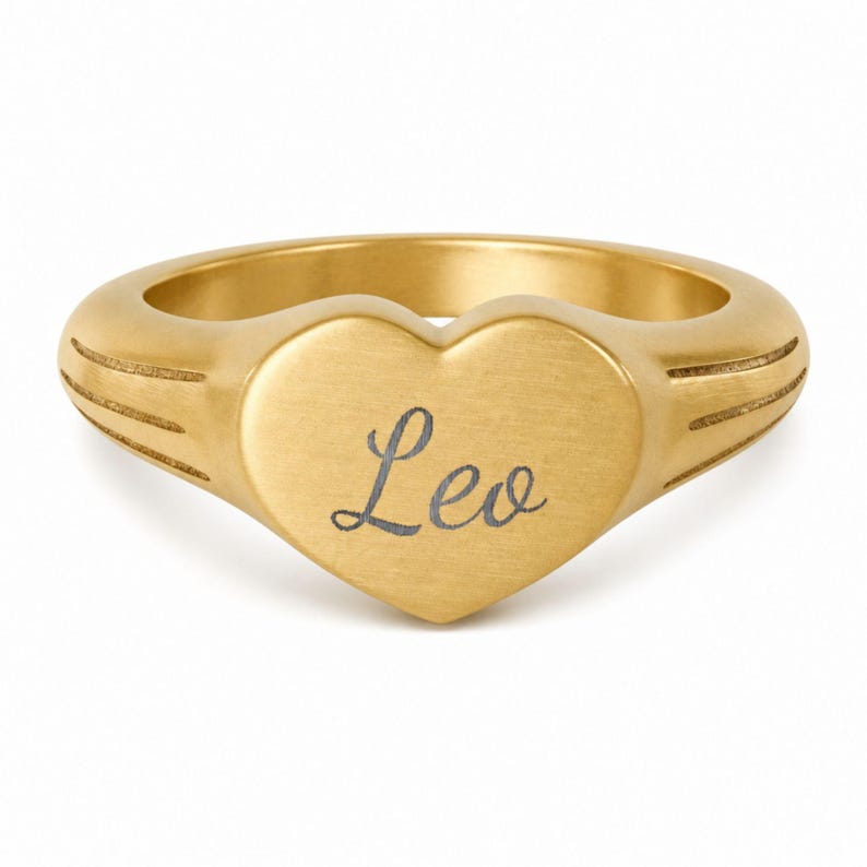 Leo Signet Ring, Leo Ring, Star Signet Ring, Heart Signet Ring imagen 1