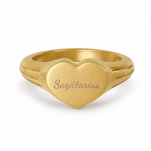 Sagittarius Ring, Constellation Ring, Heart Signet Ring, Small Signet Ring