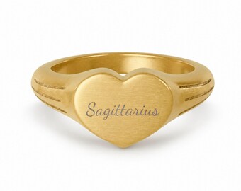 Sagittarius Ring, Constellation Ring, Heart Signet Ring, Small Signet Ring