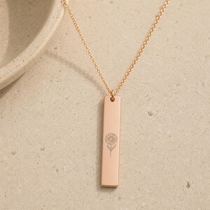 Tiny Daisy Necklace, April Birth Flower, Daisy Charm Necklace 18K Rose Gold PVD coating