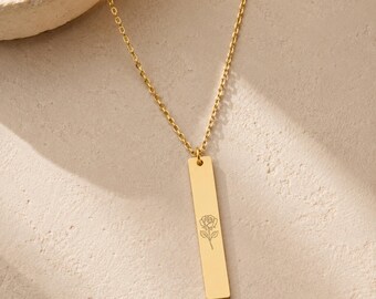 June Flower Necklace, June Rose Necklace, June Flower Charm