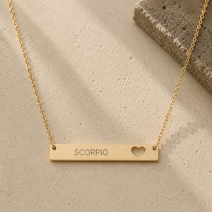 Scorpio Gift For Her, Scorpio Pendant, Zodiac Bar Necklace, Birth Sign Necklace image 1