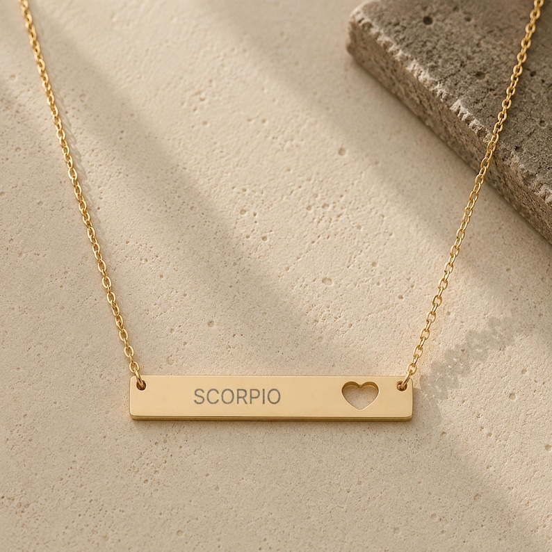 Scorpio Gift For Her, Scorpio Pendant, Zodiac Bar Necklace, Birth Sign Necklace image 1