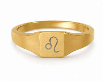 Leo Ring, Constellation Ring, Small Signet Ring