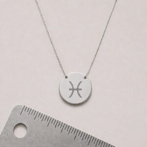 Pisces Zodiac Jewelry, Pisces Symbol Necklace, Pisces Coin Pendant, Pisces Coin Necklace Stainless Steel (No coating)