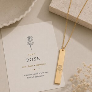 June Flower Necklace, June Rose Necklace, June Flower Charm image 3