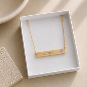 Scorpio Gift For Her, Scorpio Pendant, Zodiac Bar Necklace, Birth Sign Necklace image 4