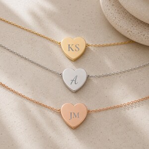 Heart Initial Pendant Necklace - Personalized One or Two Initial Necklace