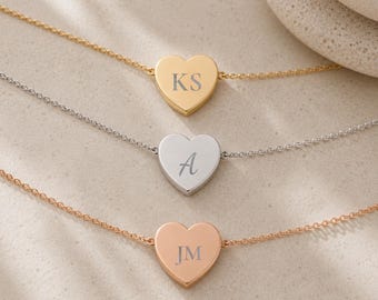 Heart Initial Pendant Necklace - Personalized One or Two Initial Necklace