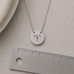 Aries Ram Necklace, Aries Sign Necklace, Aries Charm Necklace, Zodiac Coin Necklace Stainless Steel (No coating)