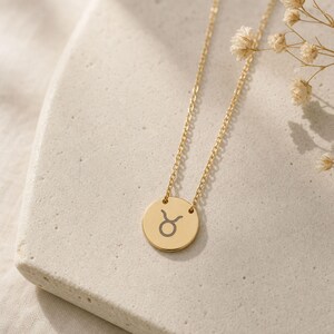 Taurus Coin Necklace, Taurus Bull Necklace, Zodiac Coin Necklace, Birth Sign Necklace image 6