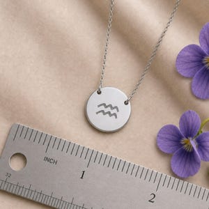Aquarius Necklace, Zodiac Coin Necklace, Aquarius Coin Stainless Steel (No coating)