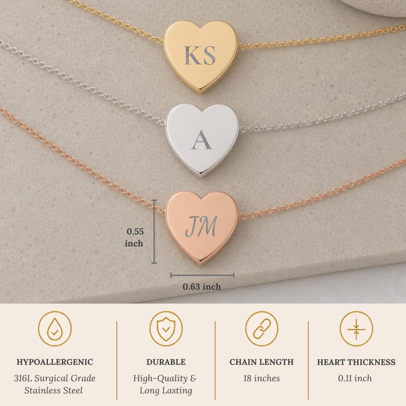 Heart Initial Pendant Necklace - Personalized One or Two Initial Necklace image 10