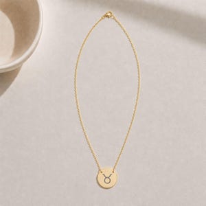 Taurus Coin Necklace, Taurus Bull Necklace, Zodiac Coin Necklace, Birth Sign Necklace image 5
