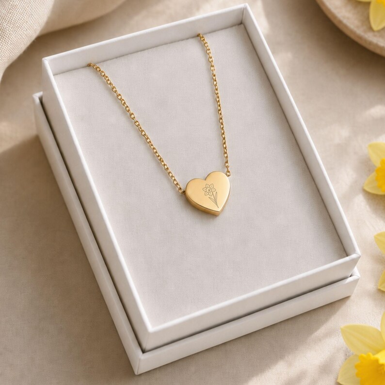 Daffodil Necklace, Daffodil Pendant, March Birth Flower image 5