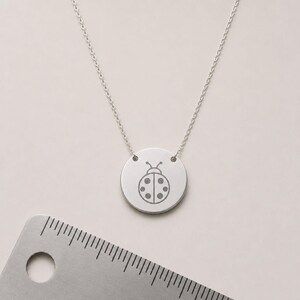 Ladybug Necklace, Dainty Engraved Ladybug Coin Pendant, Good Luck Charm, Minimalist Nature Gift for Her image 3