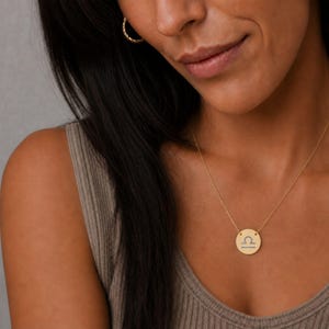 Libra Coin Necklace, Libra Scale Necklace, Zodiac Coin Necklace