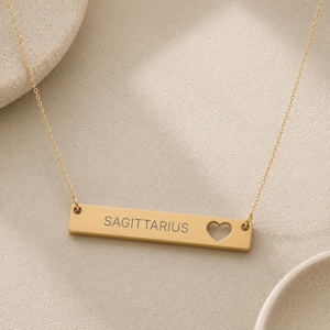 Sagittarius Pendant, Sagittarius Necklace, Zodiac Bar Necklace, Birth Sign Necklace image 1