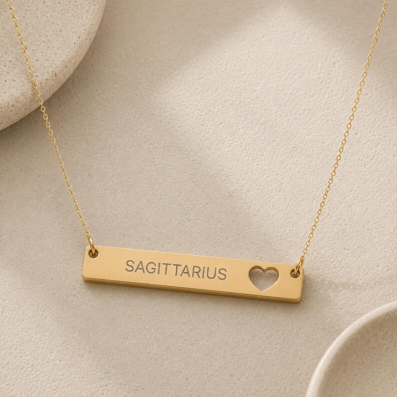 Sagittarius Pendant, Sagittarius Necklace, Zodiac Bar Necklace, Birth Sign Necklace image 1