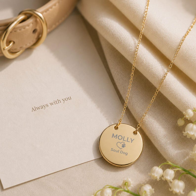 Spersonalizowany naszyjnik z pamięcią psa, naszyjnik z sercem w kształcie łapy, wisiorek z łapą szczeniaka 18K Gold PVD coating