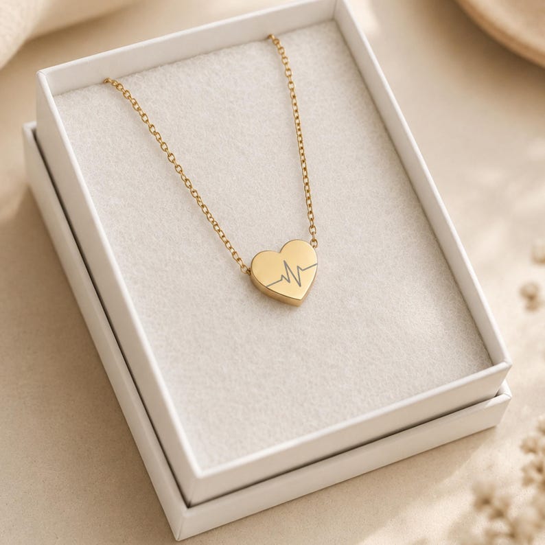 Heartbeat Necklace, EKG Heart Pendant, Stainless Steel, Tarnish Resistant, Symbolic Jewelry image 3