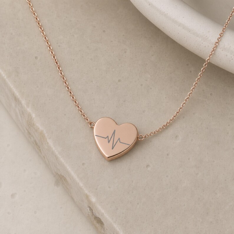Heartbeat Necklace, EKG Heart Pendant, Stainless Steel, Tarnish Resistant, Symbolic Jewelry image 5