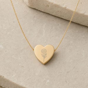 Collana con aster, ciondolo con aster, fiore di nascita di settembre 18K Gold PVD coating