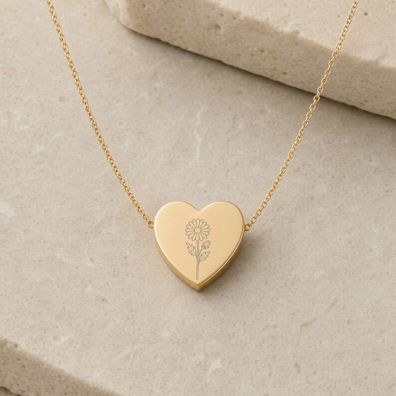 Collana con aster, ciondolo con aster, fiore di nascita di settembre 18K Gold PVD coating
