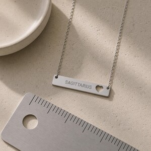 Sagittarius Pendant, Sagittarius Necklace, Zodiac Bar Necklace, Birth Sign Necklace image 6