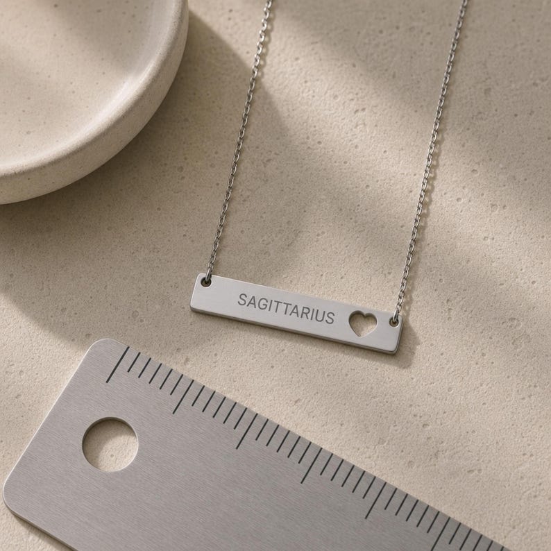 Sagittarius Pendant, Sagittarius Necklace, Zodiac Bar Necklace, Birth Sign Necklace image 6