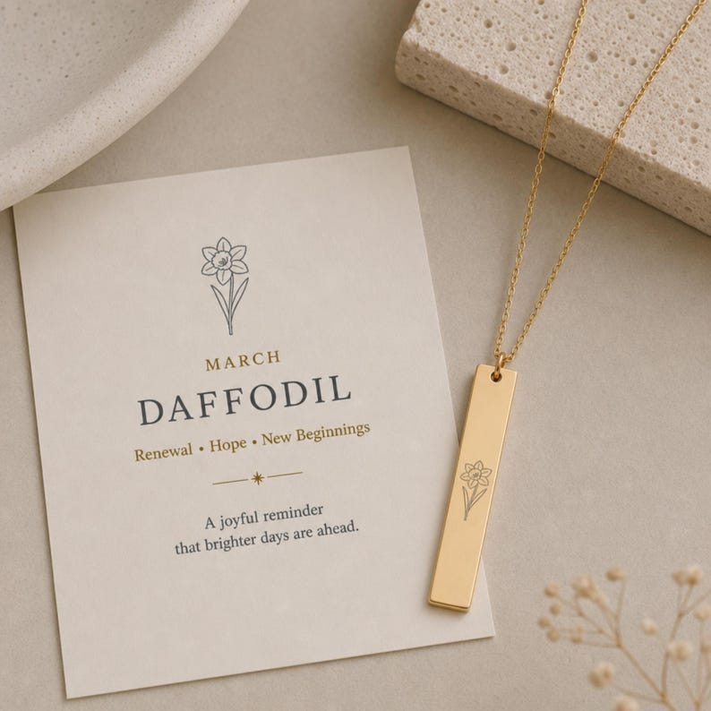 Daffodil Flower Necklace, Daffodil Necklace, Daffodil Pendant image 2