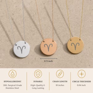 Aries Ram Necklace, Aries Sign Necklace, Aries Charm Necklace, Zodiac Coin Necklace image 8