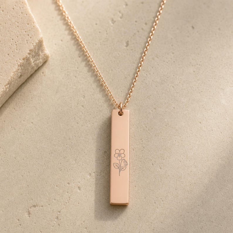Collana con fiore di nascita di febbraio, collana con fiore di violetta, ciondolo a forma di fiore di violetta 18K Rose Gold PVD coating