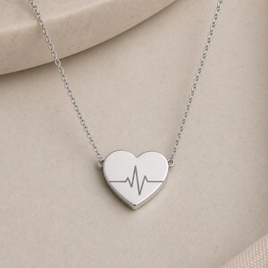 Heartbeat Necklace, EKG Heart Pendant, Stainless Steel, Tarnish Resistant, Symbolic Jewelry image 8