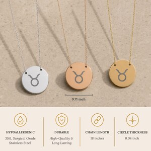 Taurus Coin Necklace, Taurus Bull Necklace, Zodiac Coin Necklace, Birth Sign Necklace image 8