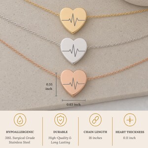 Heartbeat Necklace, EKG Heart Pendant, Stainless Steel, Tarnish Resistant, Symbolic Jewelry image 9