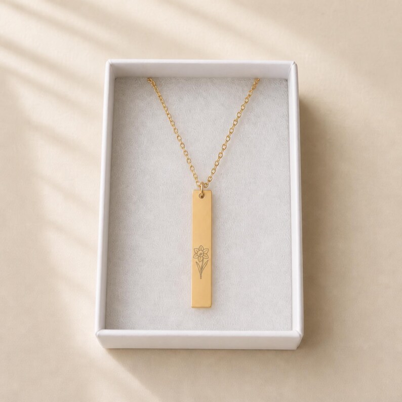 Daffodil Flower Necklace, Daffodil Necklace, Daffodil Pendant image 6