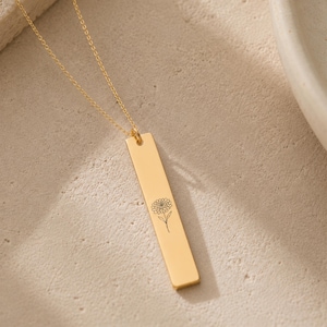 Chrysanthemum Necklace, Chrysanthemum Charm, November Birth Flower 18K Gold PVD coating