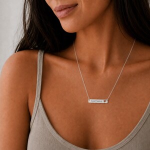 Sagittarius Pendant, Sagittarius Necklace, Zodiac Bar Necklace, Birth Sign Necklace Stainless Steel (No coating)