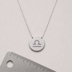 Libra Coin Necklace, Libra Scale Necklace, Zodiac Coin Necklace Stainless Steel (No coating)