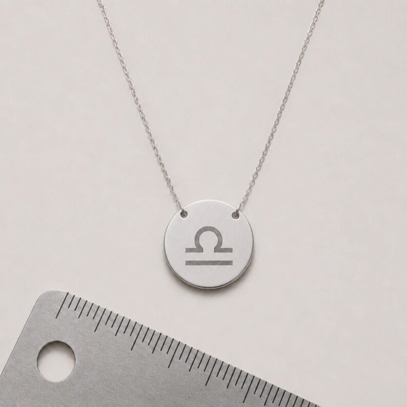 Libra Coin Necklace, Libra Scale Necklace, Zodiac Coin Necklace Stainless Steel (No coating)