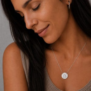 Libra Coin Necklace, Libra Scale Necklace, Zodiac Coin Necklace image 4