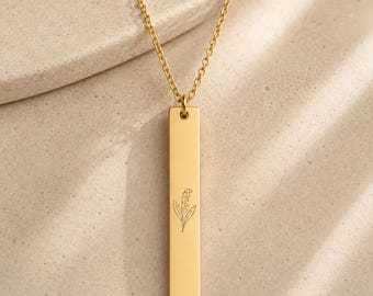 Lily of the Valley Necklace, May Flower Necklace, Dainty Lily Necklace, Thin Bar Necklace