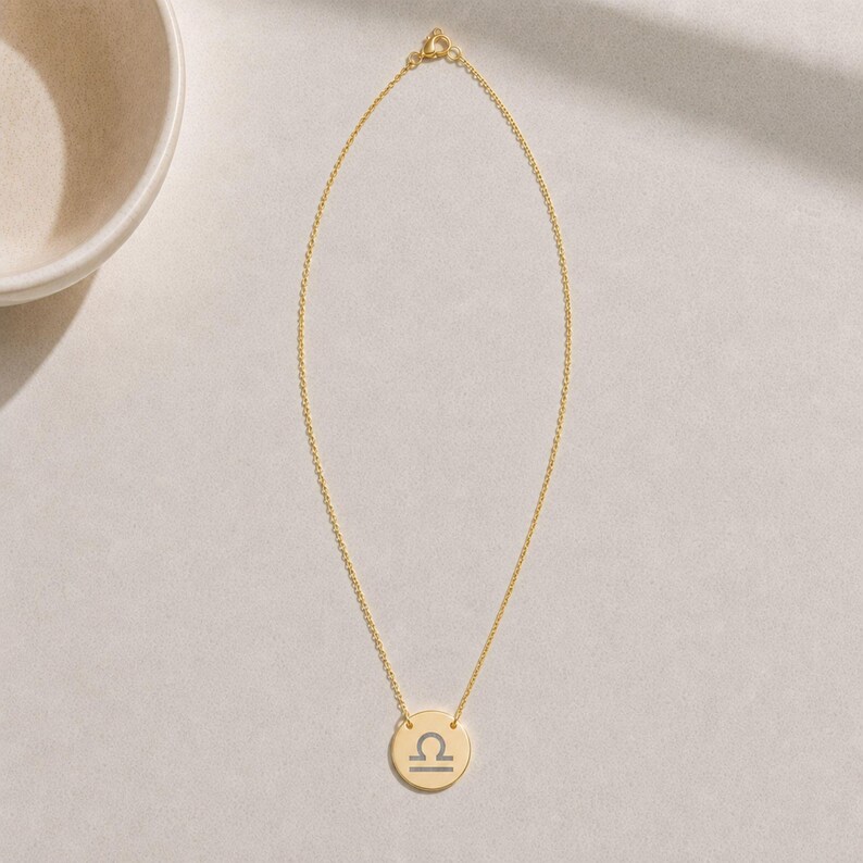 Libra Coin Necklace, Libra Scale Necklace, Zodiac Coin Necklace image 5