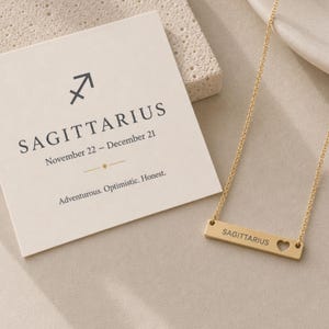Sagittarius Pendant, Sagittarius Necklace, Zodiac Bar Necklace, Birth Sign Necklace image 2