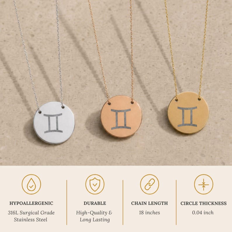 Naszyjnik z monetą Bliźniąt, Wisiorek Bliźniąt, Naszyjnik z monetą zodiaku zdjęcie 8