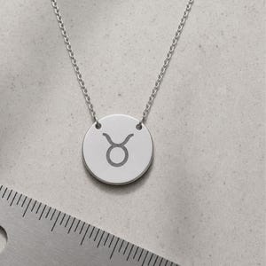 Taurus Coin Necklace, Taurus Bull Necklace, Zodiac Coin Necklace, Birth Sign Necklace Stainless Steel (No coating)